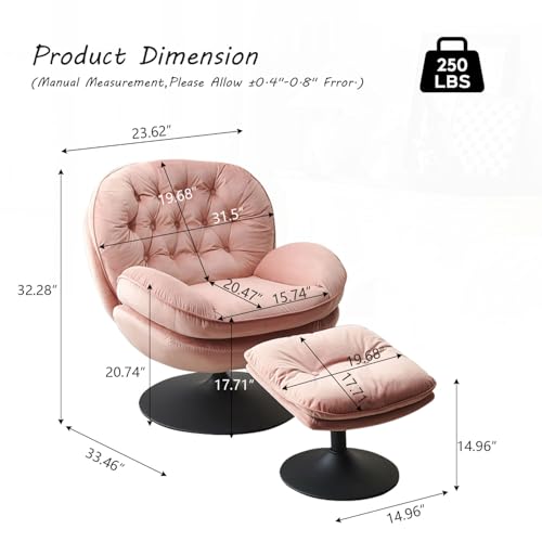 Velvet Swivel Accent Chair with Ottoman Set A3585