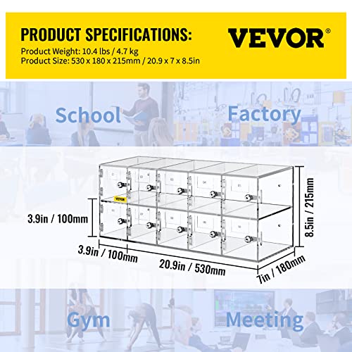 20 Slots Acrylic Wall-Mounted Cabinet with Door Locks and Keys A4646