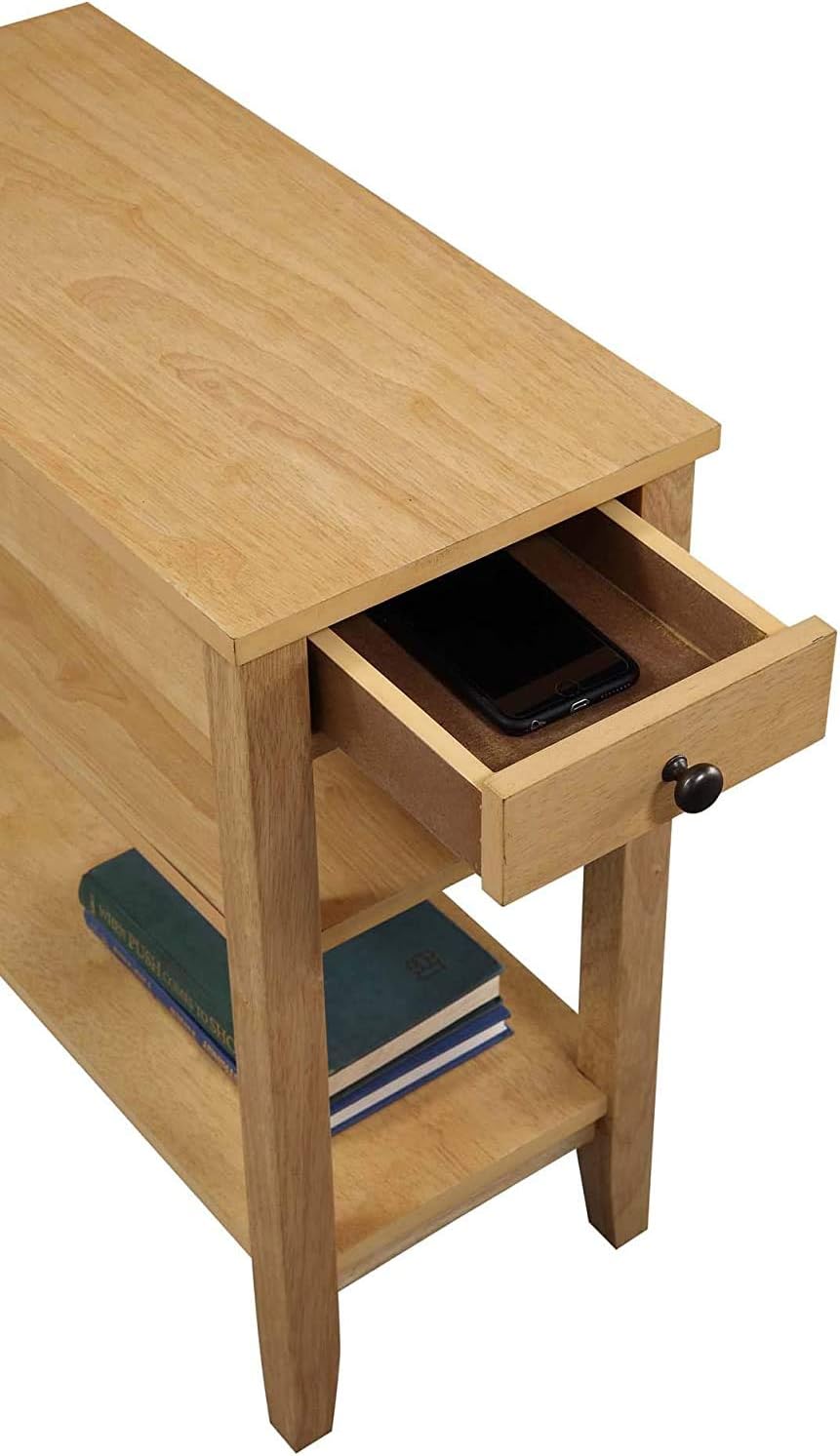 Natural Three Tier End Table With Drawer F2990