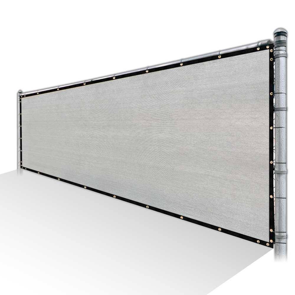Grey Privacy Fence Screen HDPE Mesh Windscreen with Reinforced Grommets G7707