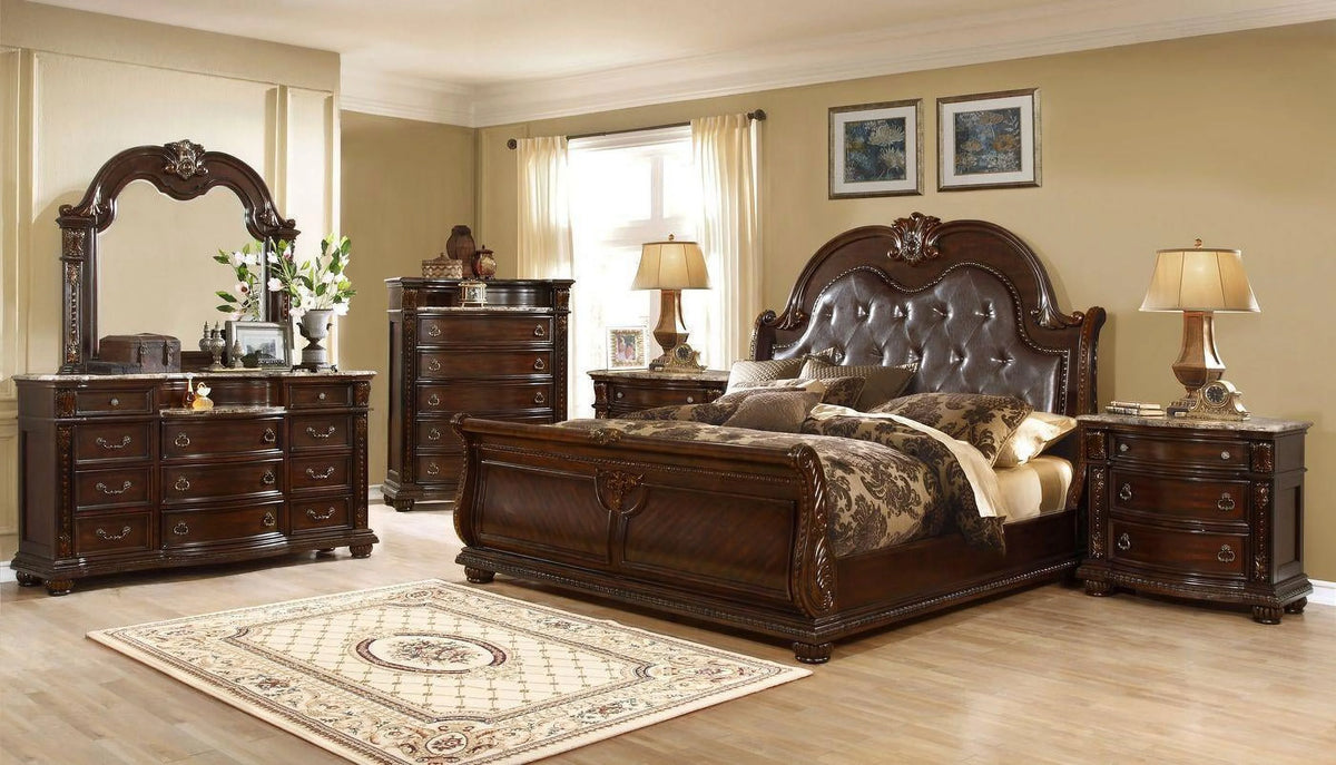 Dark Cherry 11-Drawer Dresser with Mirror A17254