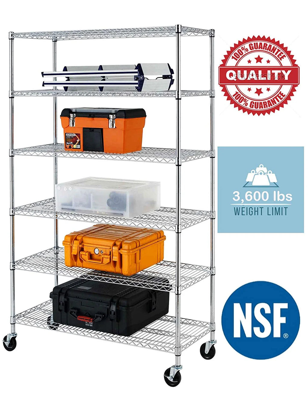 Black 6-Tier Adjustable Wire Shelving Unit X767