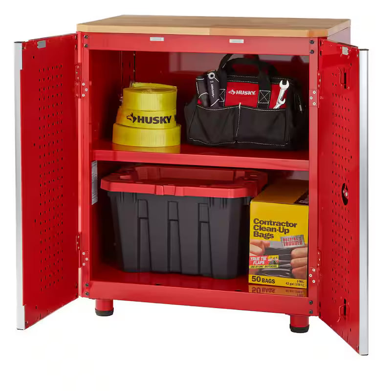 24-Gauge Steel 2-Door Garage Base Cabinet in Red Y520
