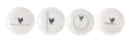 6.5”D Chicken Plate Set of 8 White Black L12197
