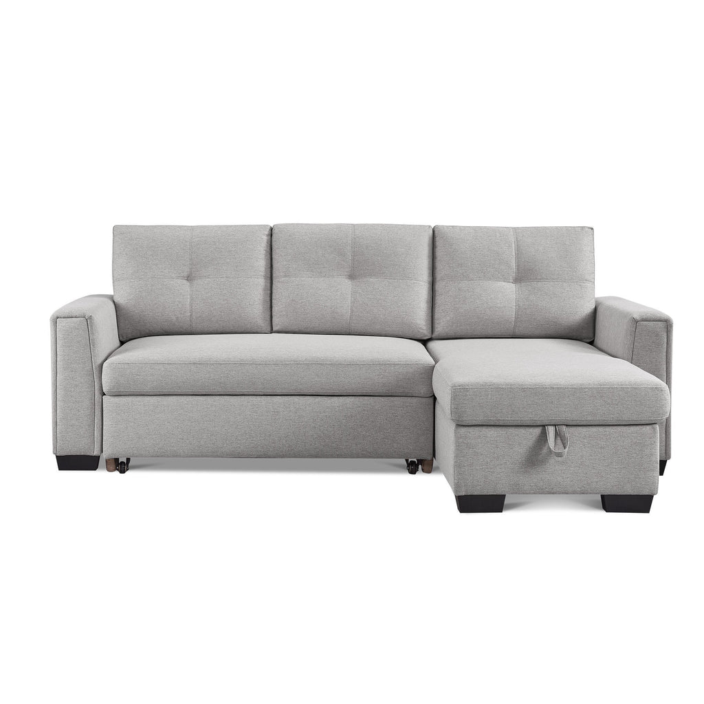 Light Grey L-Shape Pull-Out Sleeper Sectional Sofa X608
