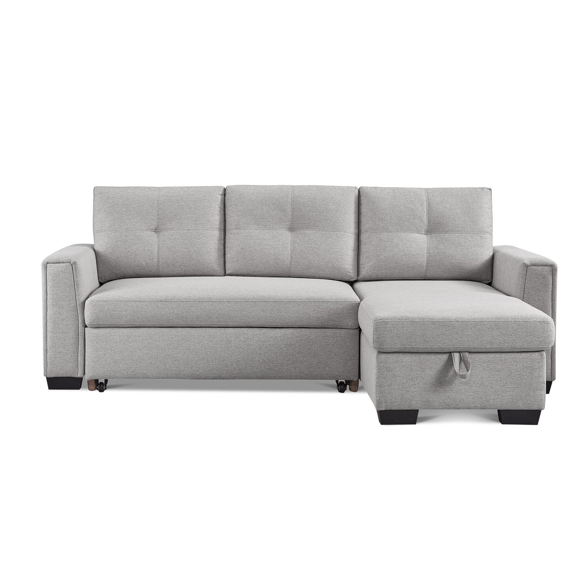 Light Grey L-Shape Pull-Out Sleeper Sectional Sofa X608
