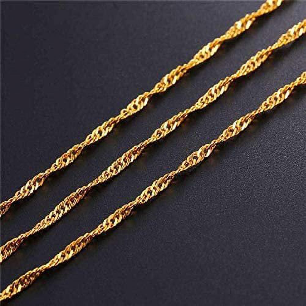 14K Yellow Gold 2mm Singapore Pendant Chain Diamond Cut Rope Link Necklace W44576