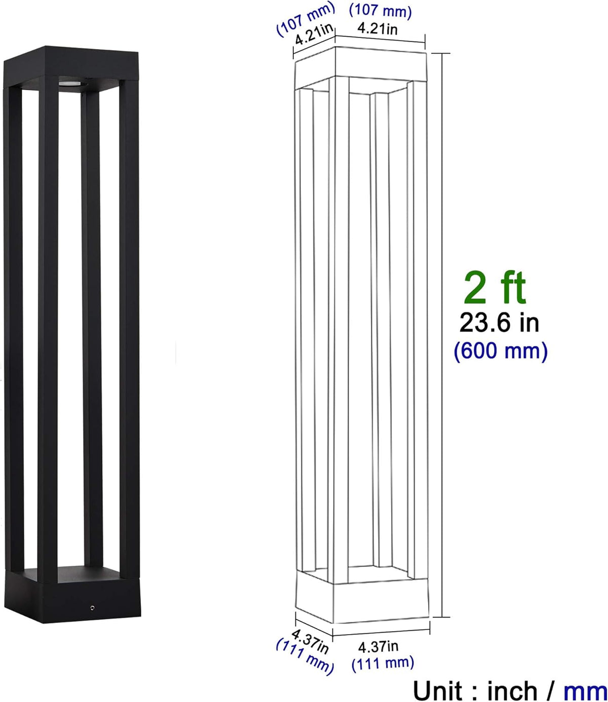LED Landscape Path Lights, 10W, 2 ft Height, Waterproof Aluminum, Warm White 3000K X131212