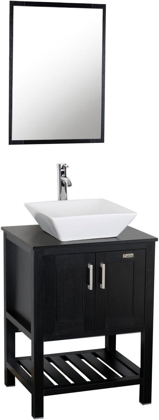 24 inch Bathroom Vanity with Ceramic Vessel Sink and Faucet A480