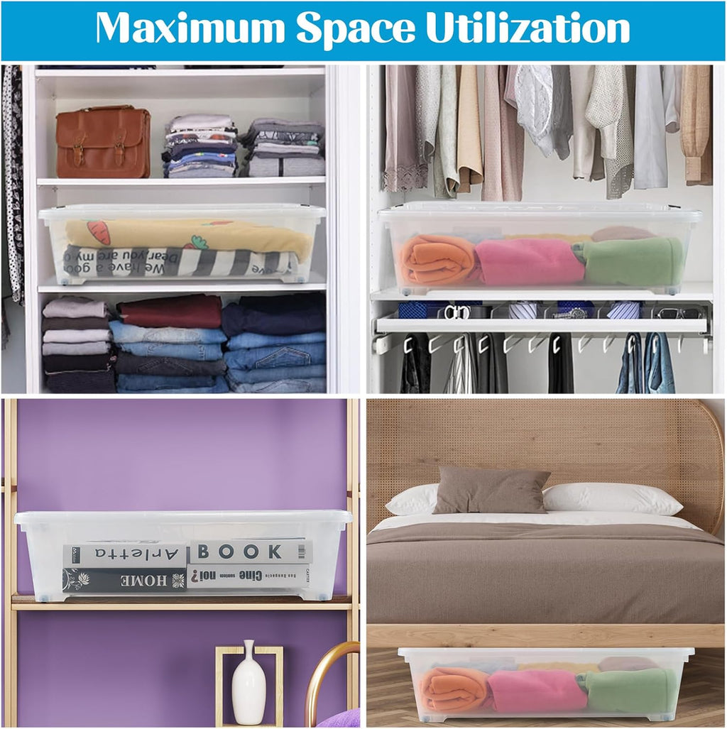 3-Pack 50 Quart Plastic Underbed Storage Bins with Lids E2241