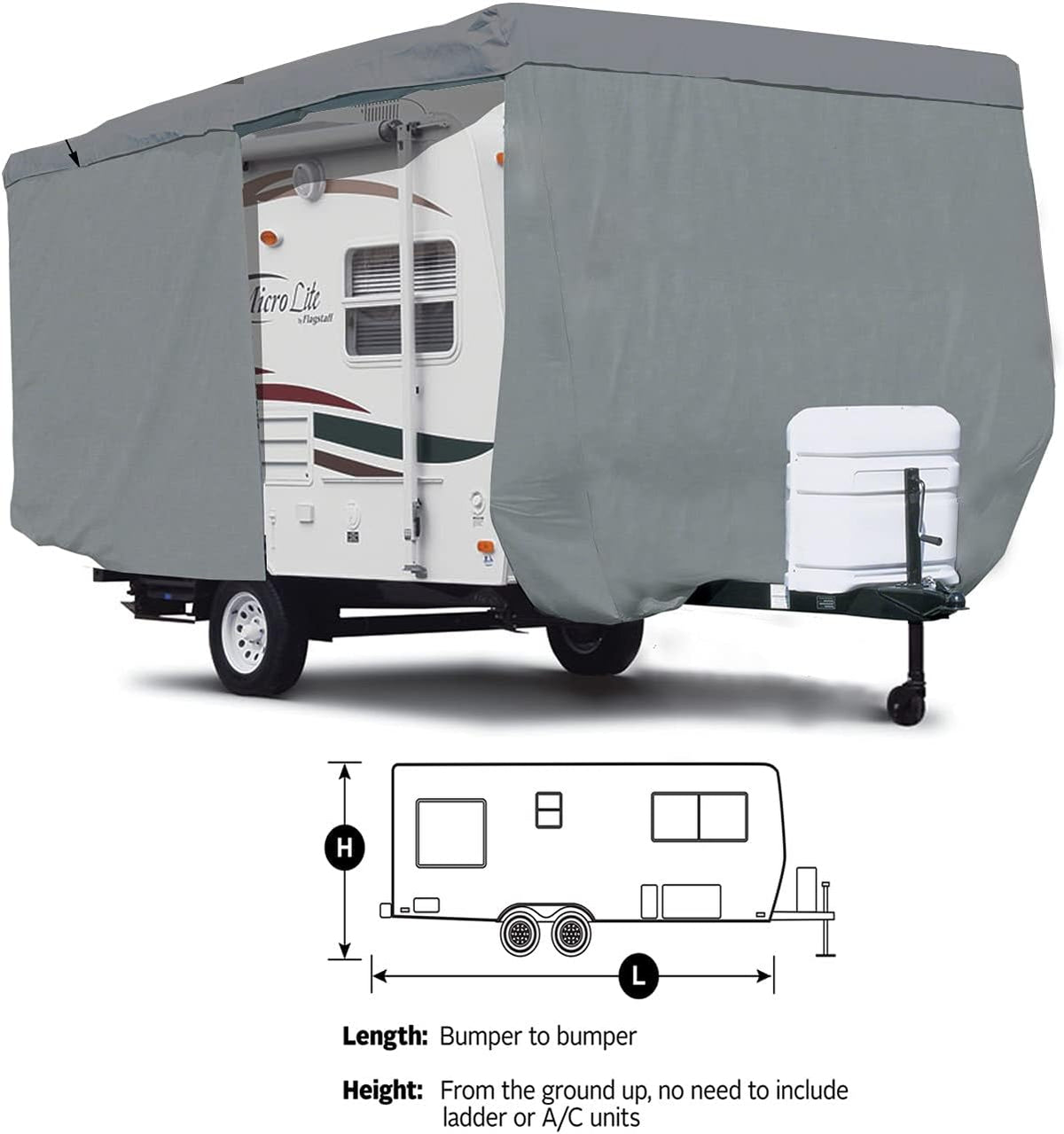 Deluxe Travel Trailer RV Cover Camper Cover with Access Panels Fits 9'-10'L P38971