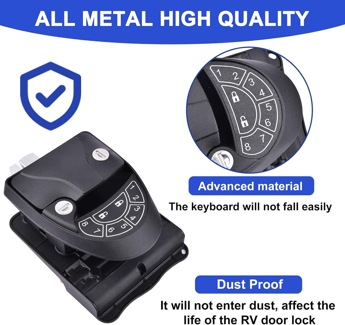 RV Keyless Entry Door Lock with Backlit Keypad and Install Tools G92367