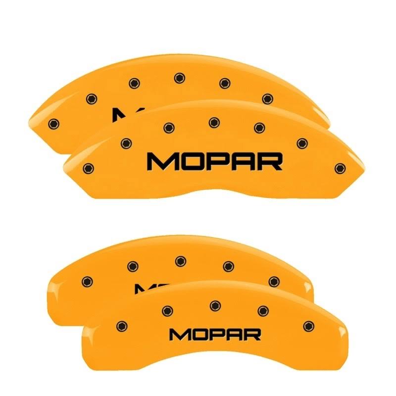 4 Caliper Covers Engraved Front & Rear Yellow Finish Black Char X457008