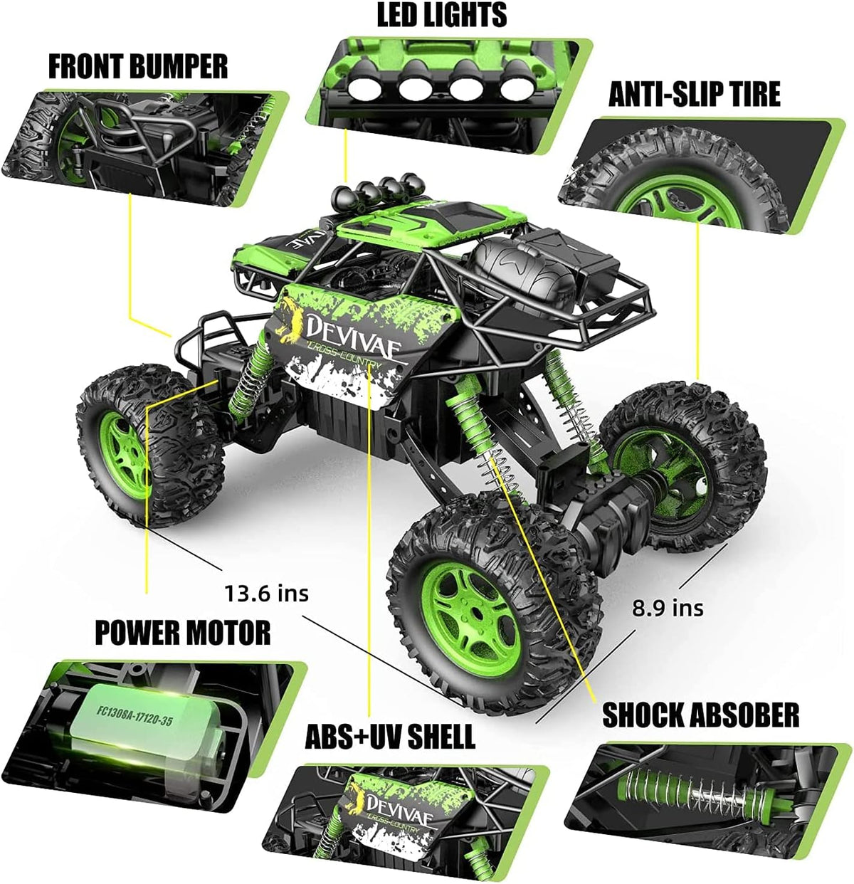 1:12 4WD 2.4GHz Remote Control Monster Truck with 2 Batteries R731