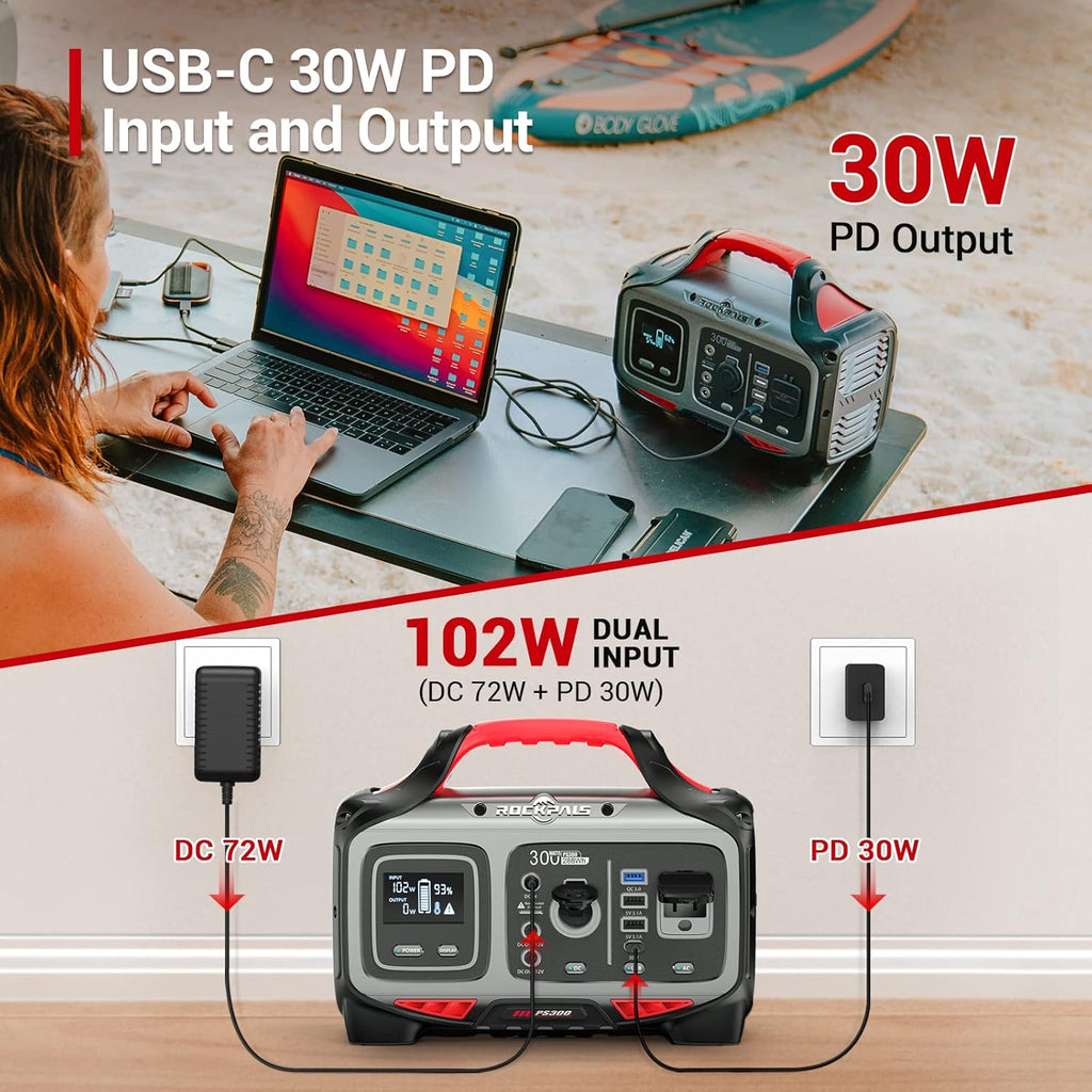 300W Portable Power Station 280wh Solar Generator with 110V AC Outlet W979389