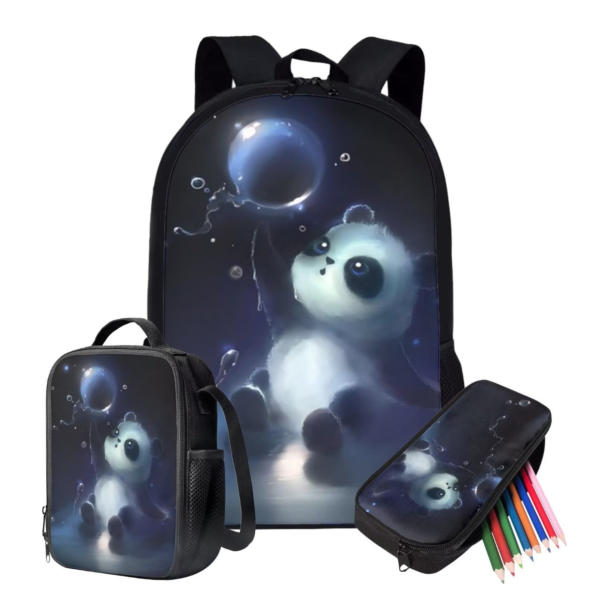 Panda Backpack Set with Lunch Bag and Pencil Case, 3-Pieces Q64994