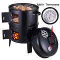 3-in-1 Steel Charcoal Smoker BBQ Grill with Thermometer X79298