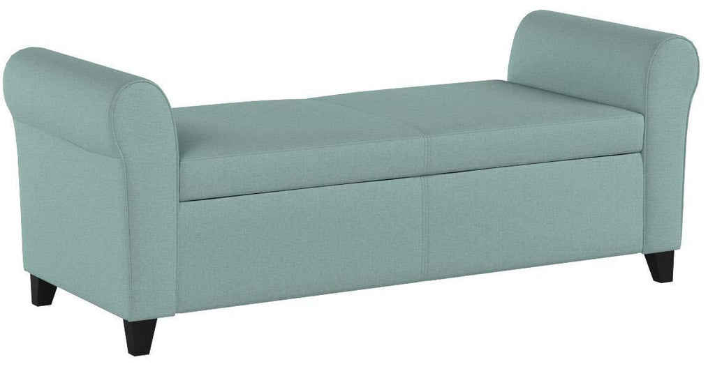 Light Blue Fabric Storage Bench H348