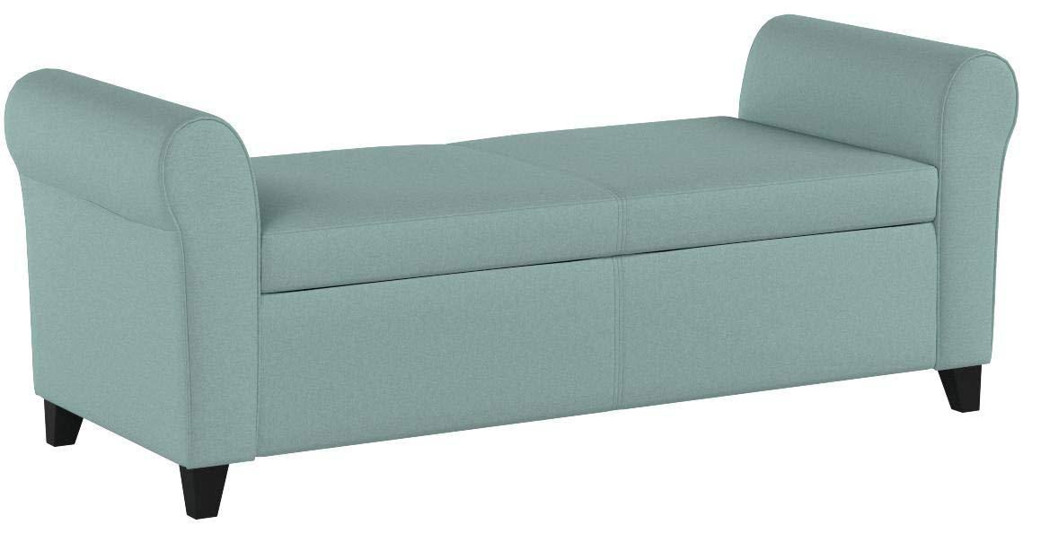 Light Blue Fabric Storage Bench H348
