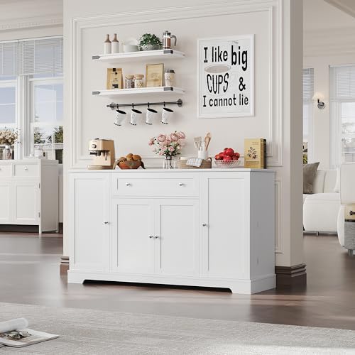 54" Black Wood Buffet Cabinet with Drawer S32066