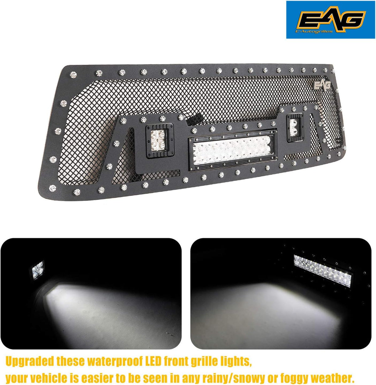 Black Stainless Steel Wire Mesh Grille with 3 LED Lights V936215