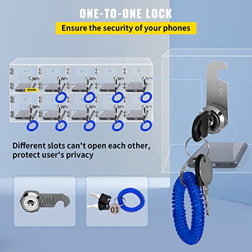 20 Slots Acrylic Wall-Mounted Cabinet with Door Locks and Keys A4646
