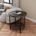 Round Coffee Table with Casters Metal Legs Solid Wood Brushed Black G987696