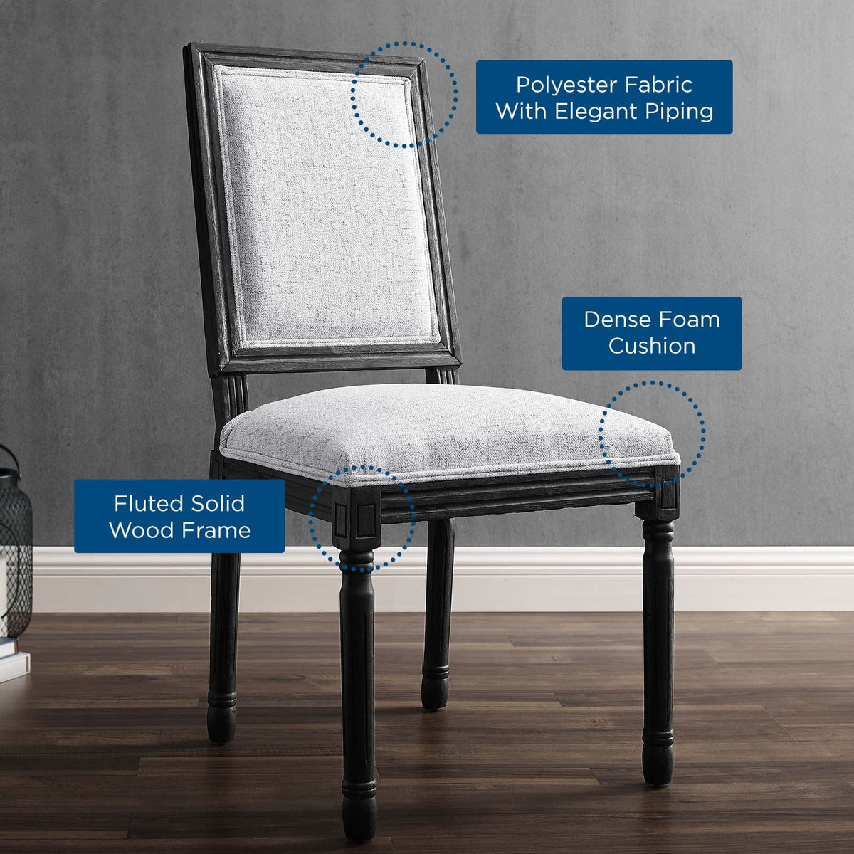 Black Light Gray Upholstered Fabric Dining Side Chair E524232