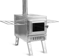 Camping Tent Stove with Large Firebox, View Glass, Pipes and Slide Air Intake Valve P4263