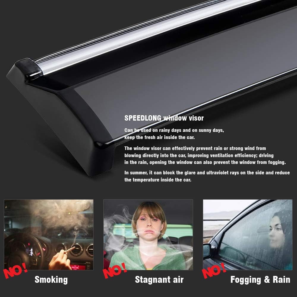 Car Window Visor Vent Shade Deflector Sun Rain Fog Guards N80279