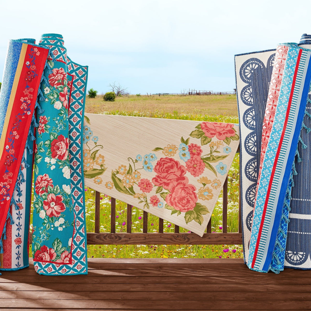 5' x 7' Multi-Color Outdoor Rug T9582