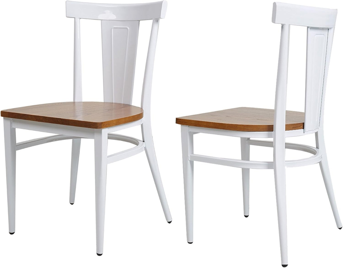 Black Metal Dining Chairs with Solid Wooden Seat, Set of 2 E495124