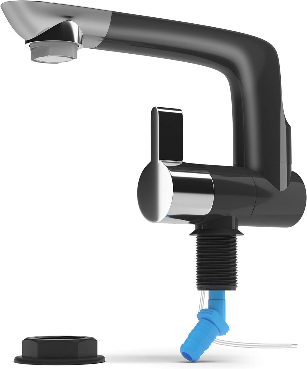 12V Electric Water Faucet Tap with Switch, Rotatable Spout, White N22012