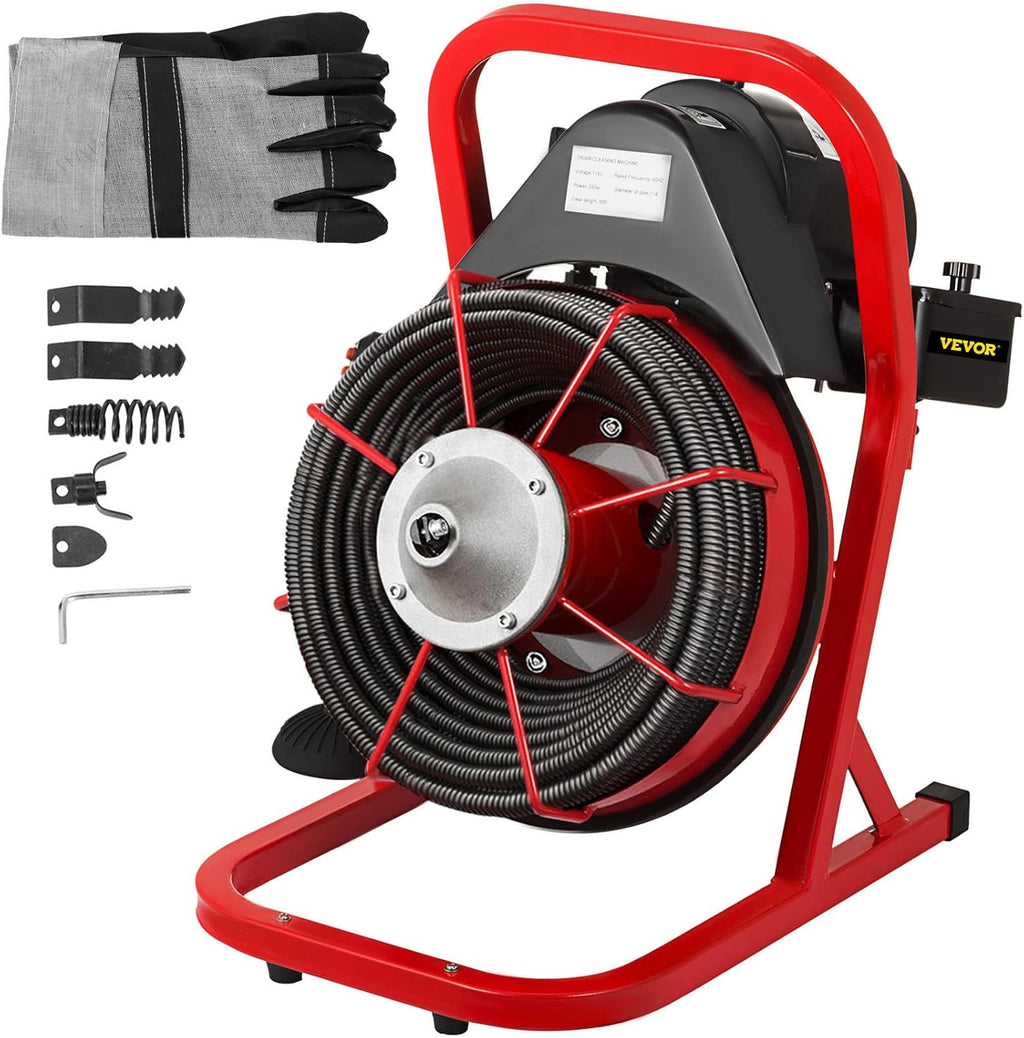 50 Ft x 1/2 Inch Drain Cleaning Machine with 4 Cutters H154458