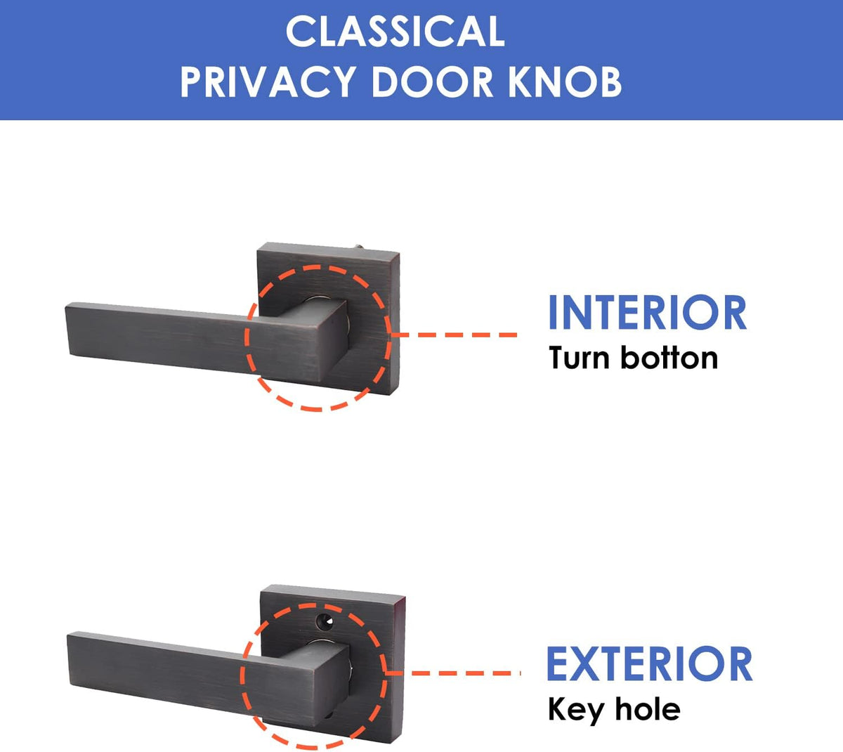 Brushed Bronze Zinc Alloy Door Lever Lock, Pack of 2 M1417