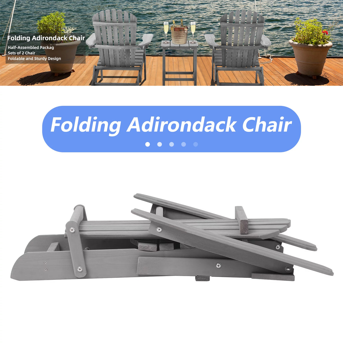 Folding Weather Resistant Adirondack Chair L619691