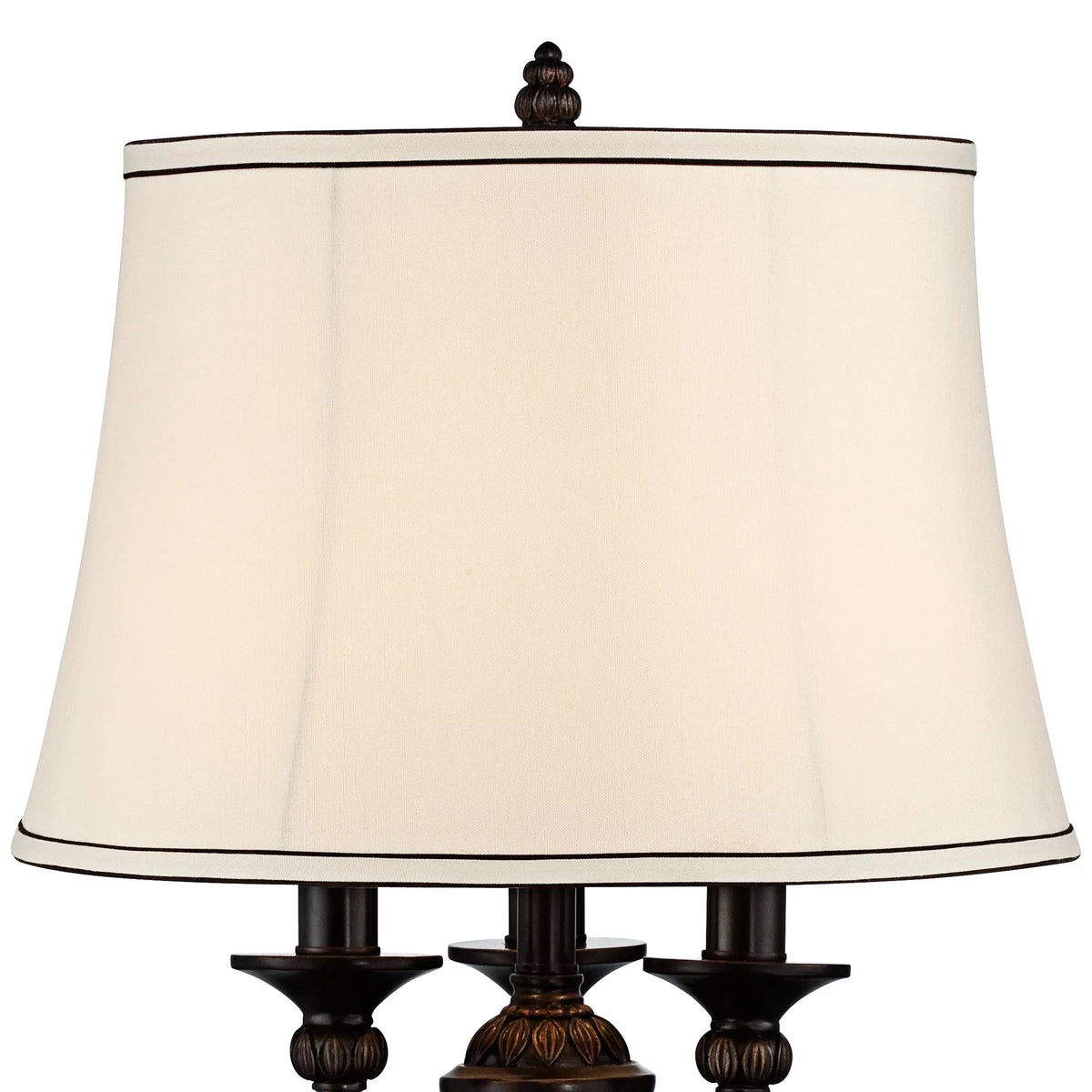 Traditional Table Lamp with White USB Dimmer Cord 37" Tall Bronze Golden Marbleized White Shade I876796