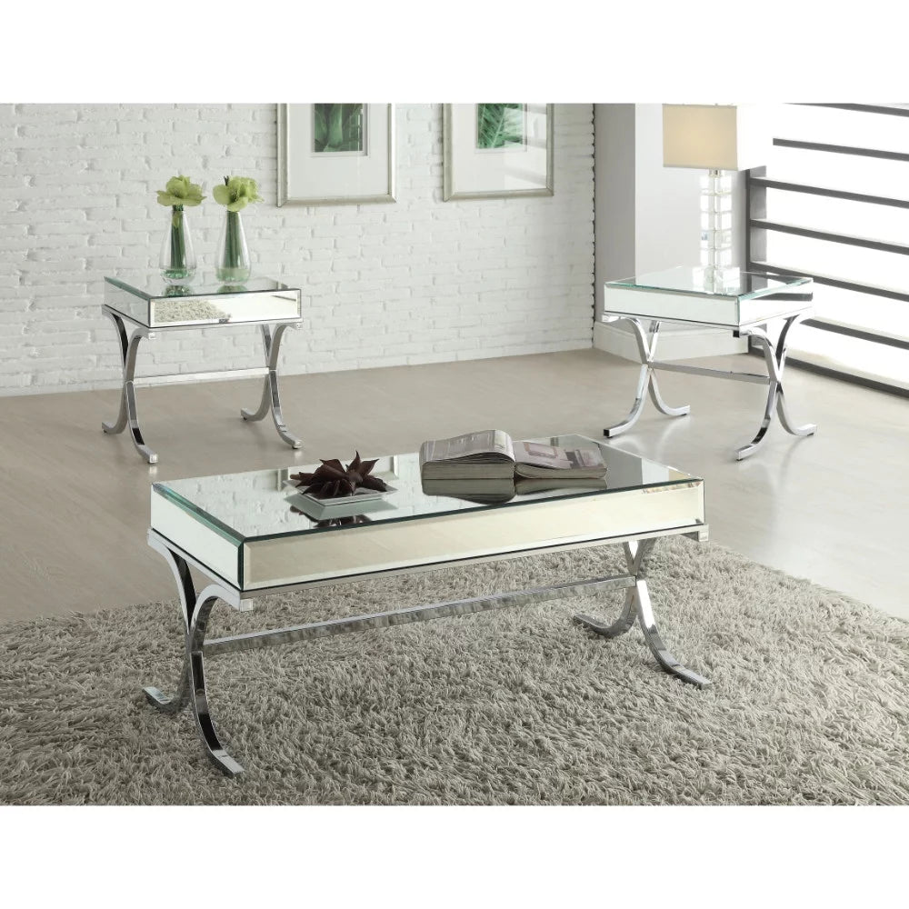 Mirrored Top Chrome Coffee Table T3020