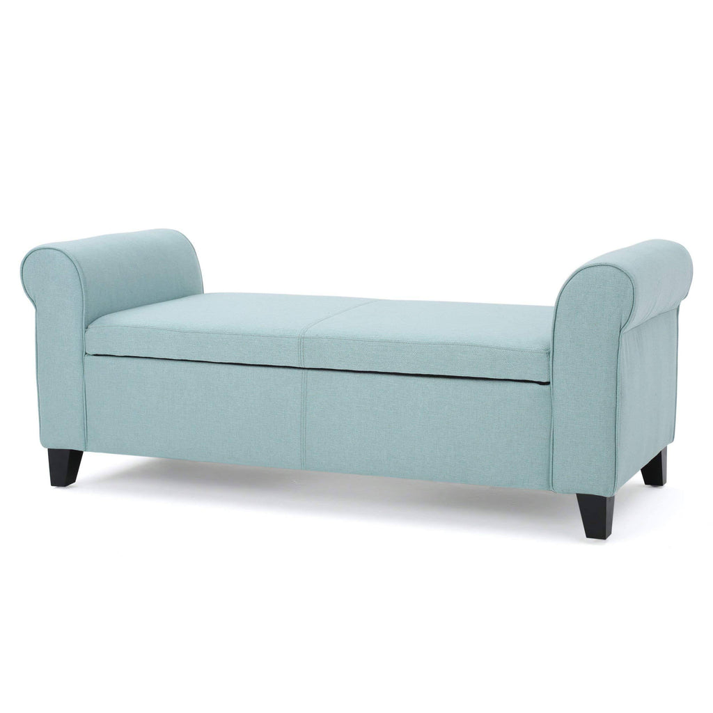 Light Blue Fabric Storage Bench H348