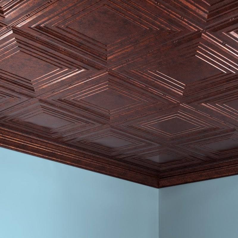 Moonstone Copper Decorative Vinyl Glue Up Ceiling Tile (5 Pack) Z523