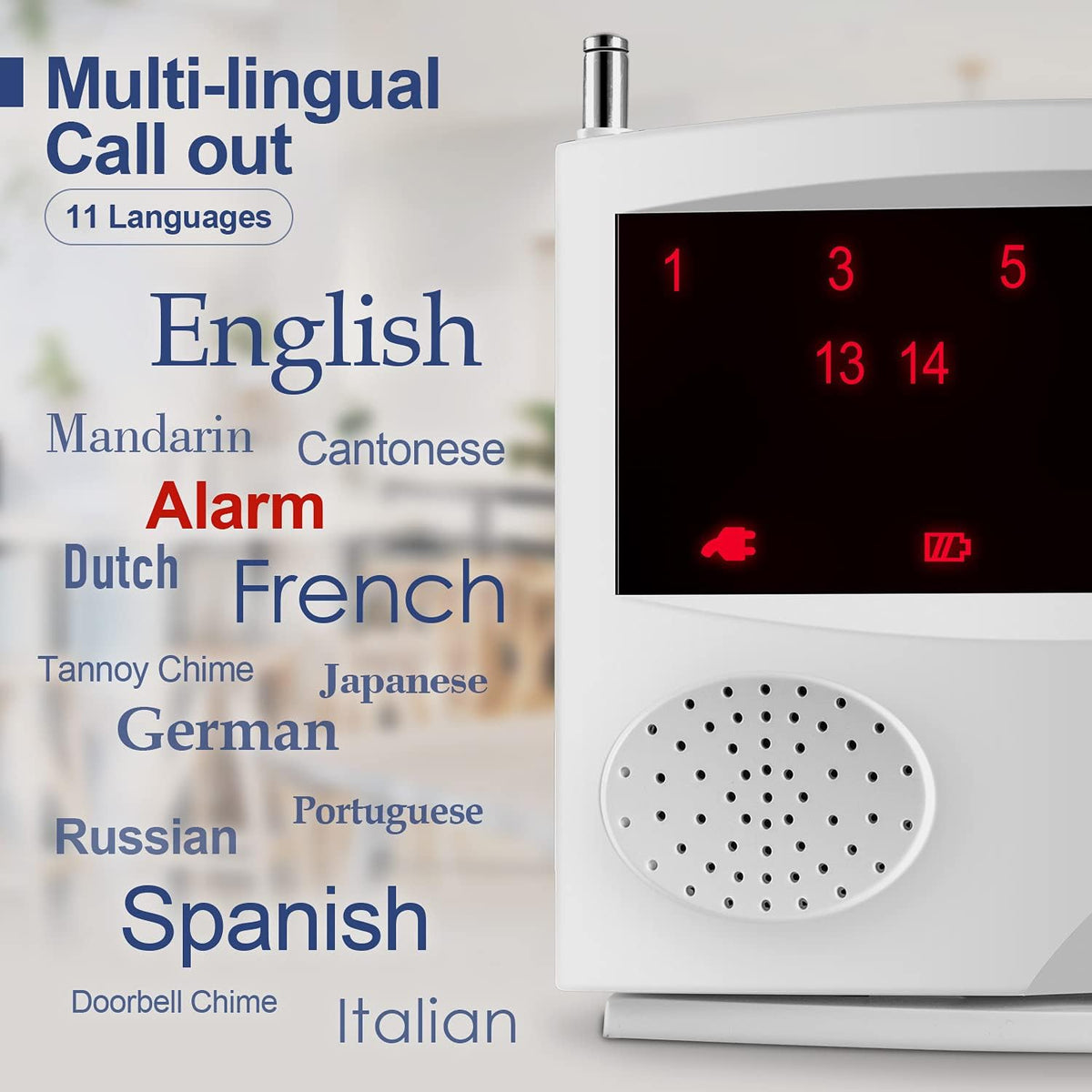 Wireless Calling System with 10 Waterproof Call Buttons and 1 Monitoring Unit J85509