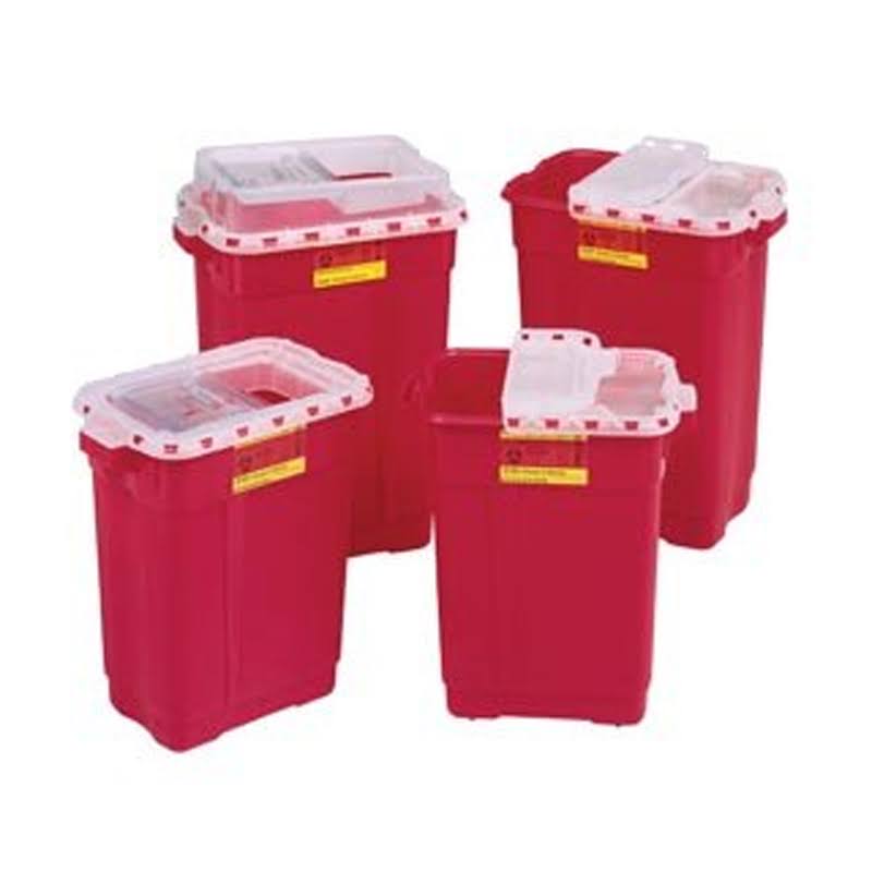 9 Gal Hinged Top Gasketed Sharps Collector Red F2682