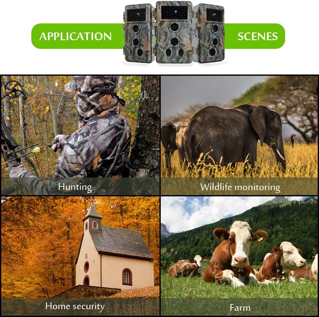 20MP 1080P Night Vision Motion Detection IP66 Waterproof Trail & Hunting Camera Pack of 2 P809587