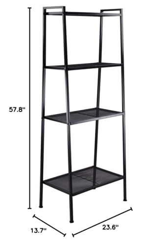 Black 4 Tier Metal Ladder Bookshelf T38125