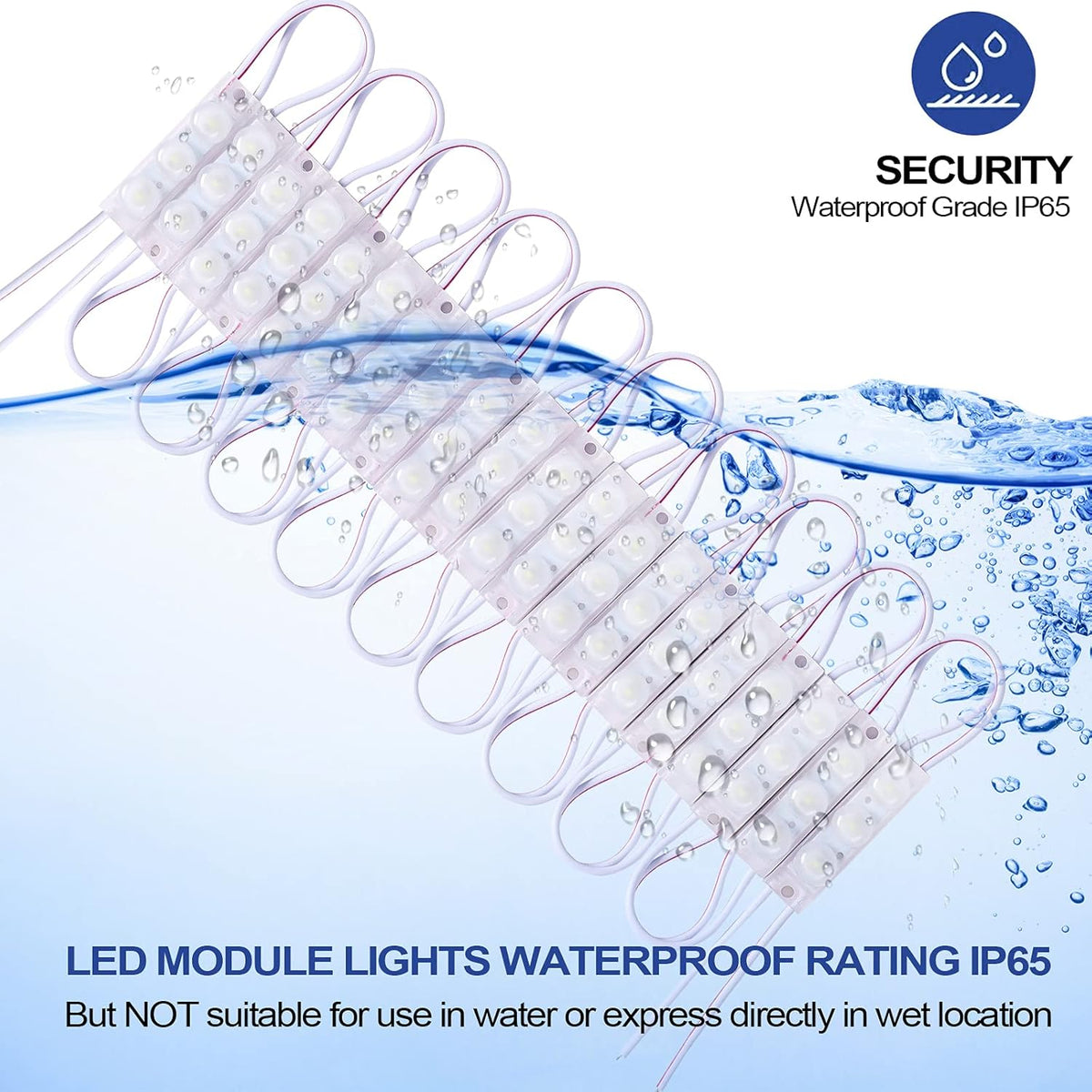 200 Pcs Waterproof LED Module Lights, 0.72W DC12V 6500K, White Light Pack of 2 E8859