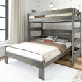 Solid Wood Twin over Queen L-Shaped Bunk Bed K9299