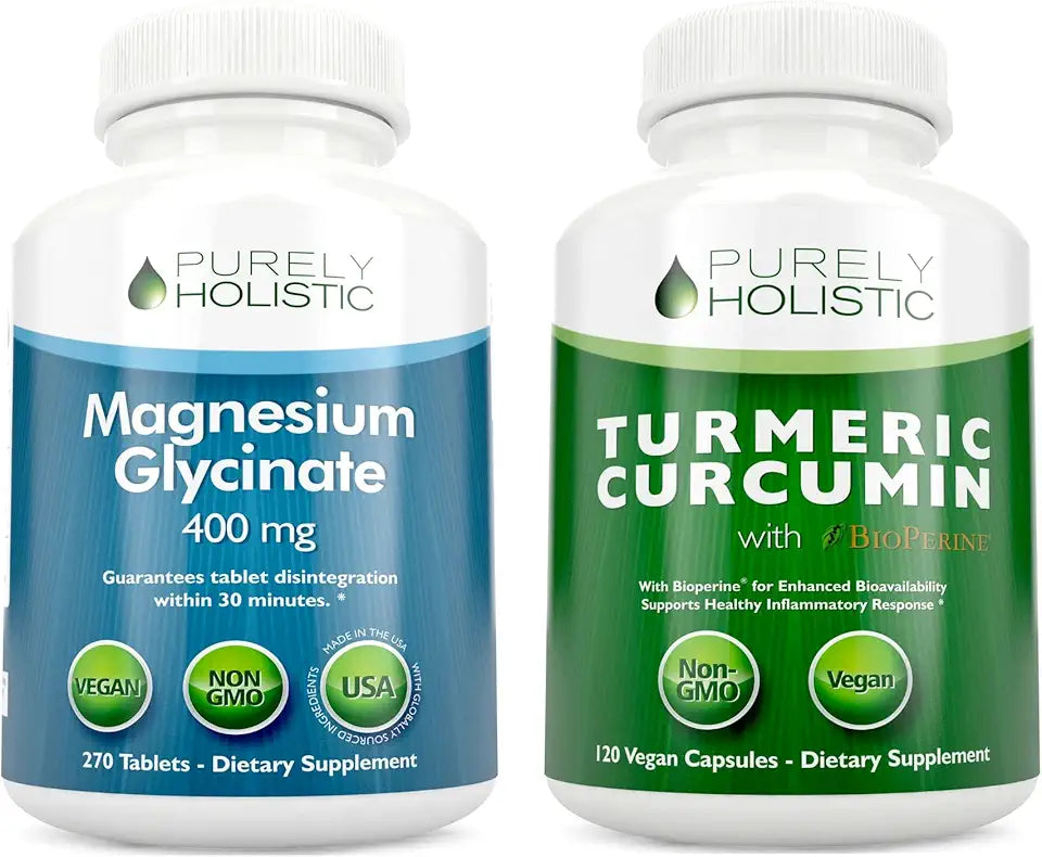 Magnesium Glycinate 400mg + Turmeric Curcumin 700mg 270 Tablets & 120 Capsules N62254