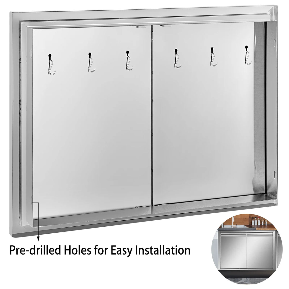 Double Wall Stainless Steel Outdoor Access Door with Hooks B76378