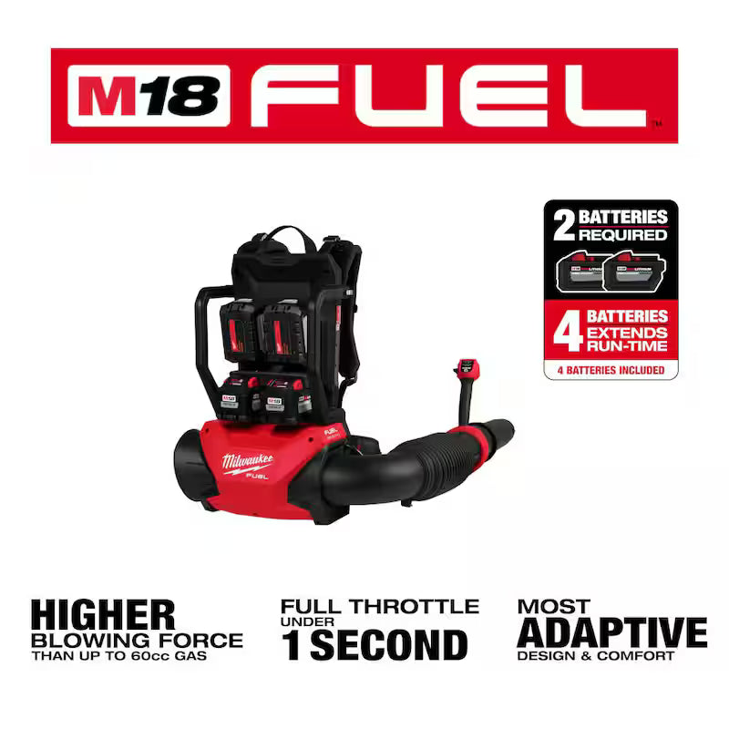 18V Brushless Cordless Backpack Blower Kit with 16 in. Chainsaw H186860
