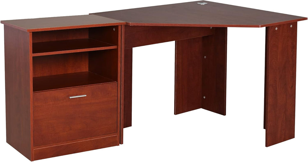 Black L-Shaped Computer Desk with Storage E93348